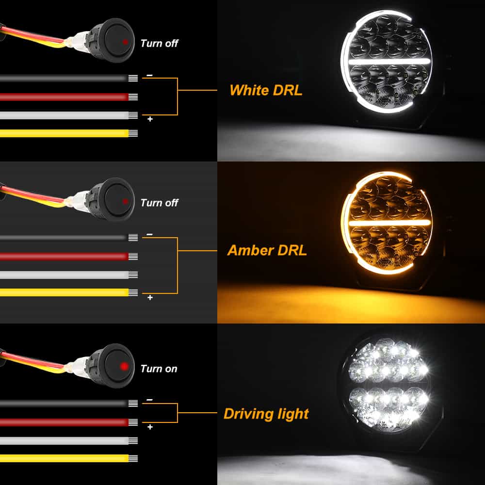 Luces de conducción LED TrailBlazer Series de 6,5 pulgadas de COLIGHT con DRL amarillo y blanco