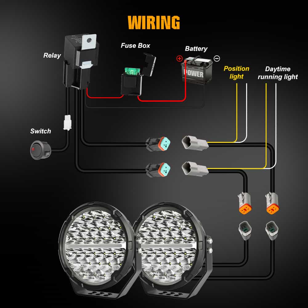 COLIGHT luces de conducción LED de la serie TrailBlazer de 9 pulgadas con DRL amarillo y blanco (juego/par)