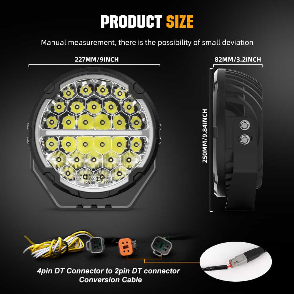 COLIGHT luces de conducción LED de la serie TrailBlazer de 9 pulgadas con DRL amarillo y blanco (juego/par)