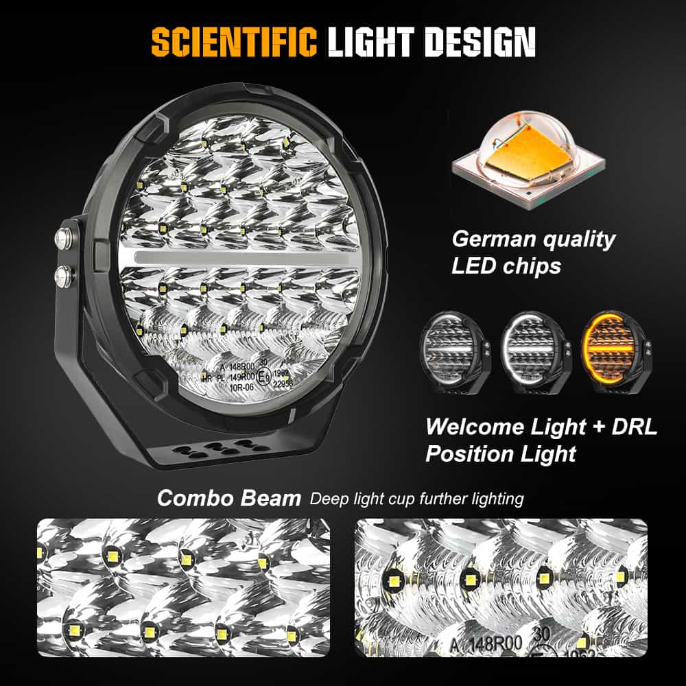 COLIGHT luces de conducción LED de la serie TrailBlazer de 9 pulgadas con DRL amarillo y blanco (juego/par)