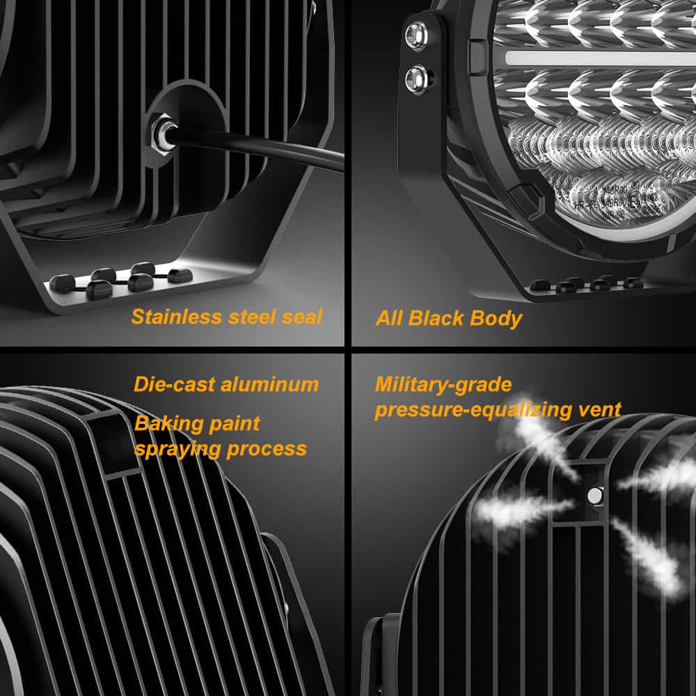COLIGHT luces de conducción LED de la serie TrailBlazer de 9 pulgadas con DRL amarillo y blanco (juego/par)