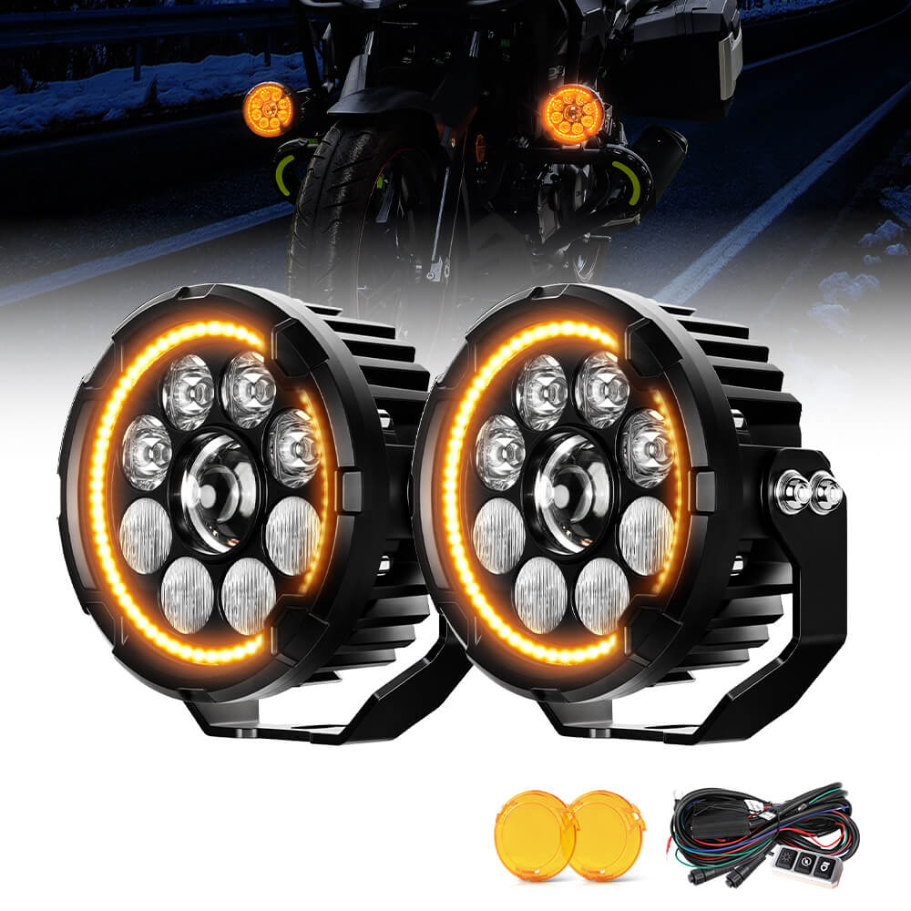 COLIGHT 4.5inch D09 Pro Series Amber DRL Motorcycle Lights With Hi&Low Beam(Set/2pcs)