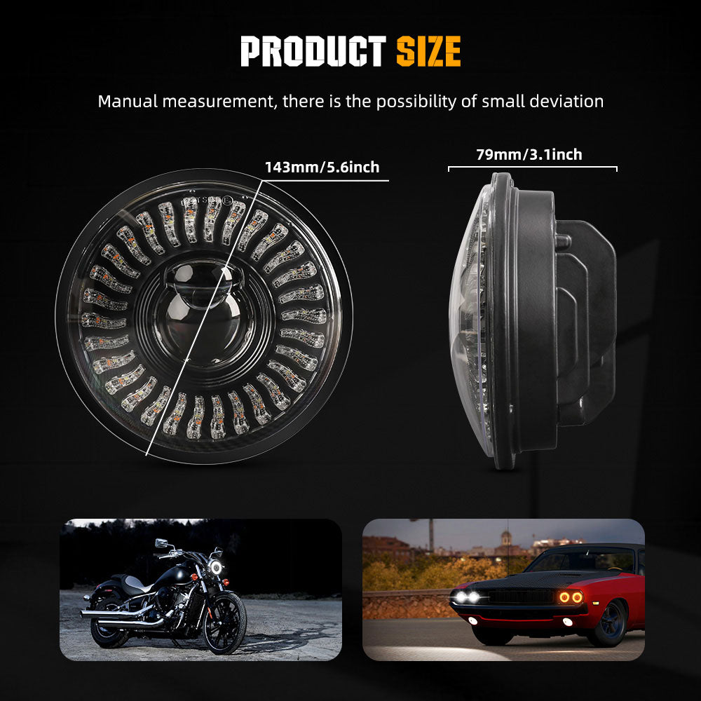 CO LIGHT 5.75inch M8 Series Round Headlight Size Detail