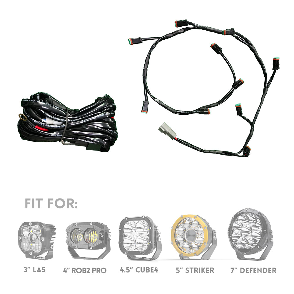 DT 2 Pin Splitter Wire Harness Kit For 4/6/8/10 Lamps