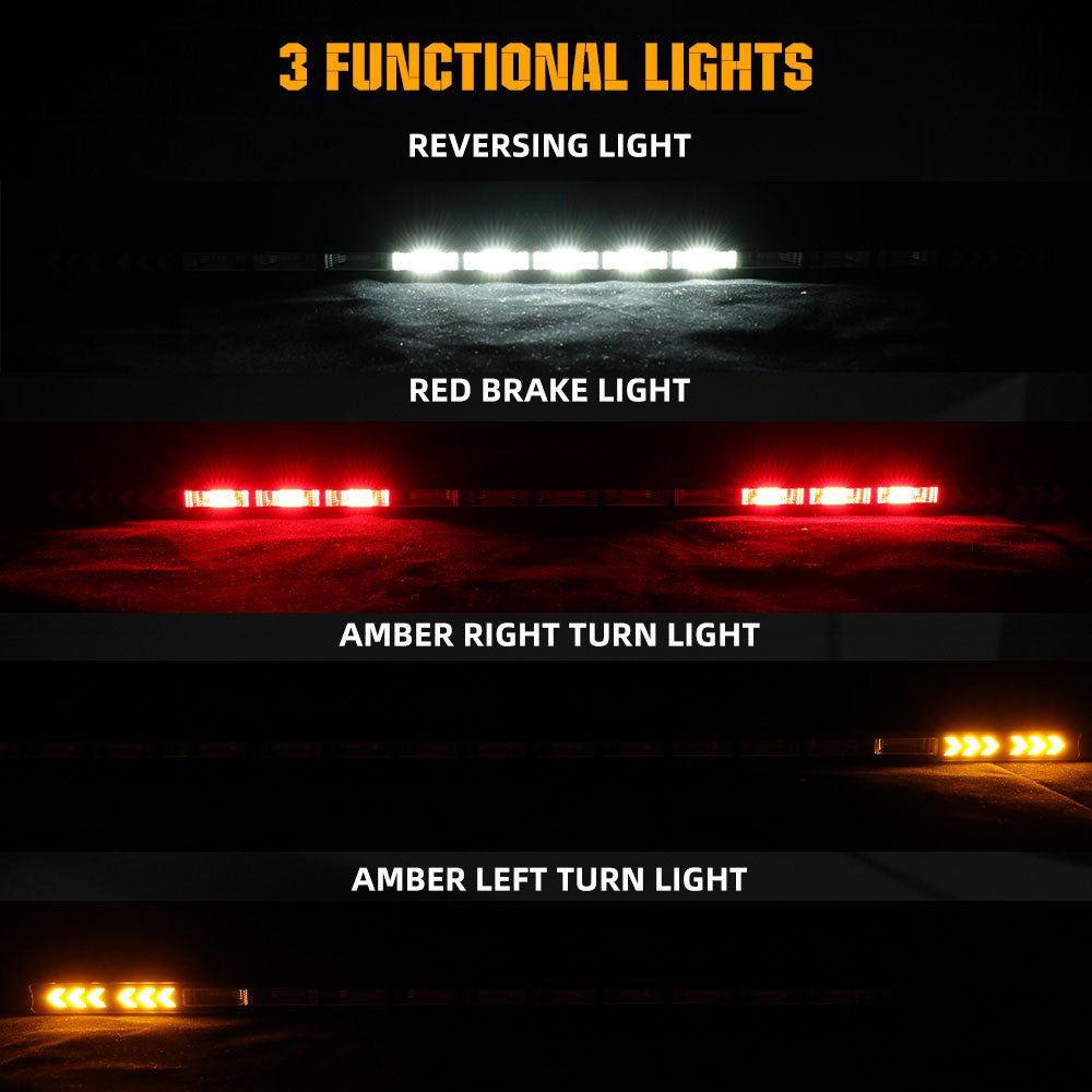 32 Inch UTV Rear Chase Light Bar With Turn Signal-White Reverse Light, Red Brake Light