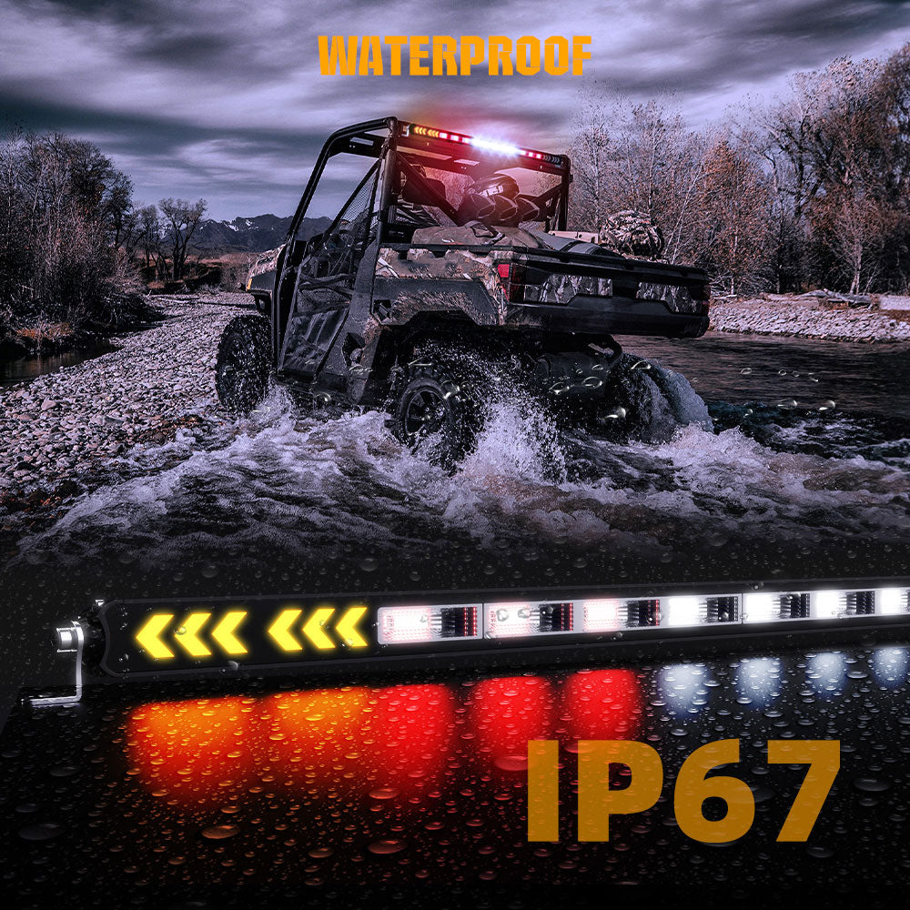 32 Inch UTV Rear Chase Light Bar With Turn Signal-White Reverse Light,