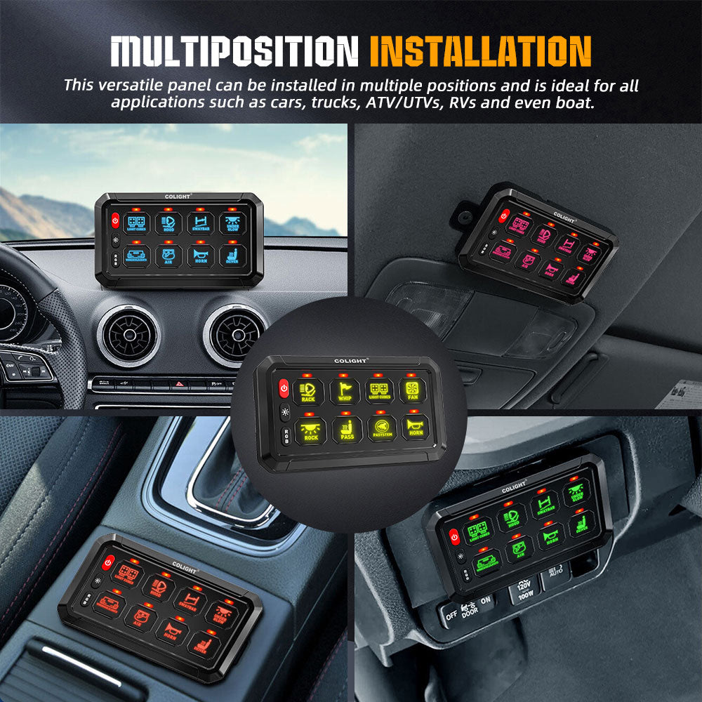 Nuevo sistema de panel de interruptores RGB de 8 bandas con cable ACC y control por aplicación 