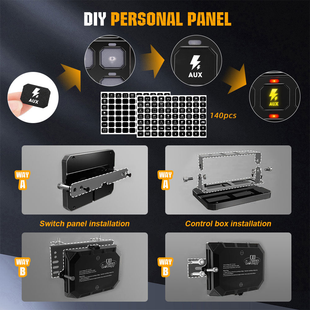 Nuevo sistema de panel de interruptores RGB de 12 bandas con cable ACC y control por aplicación 