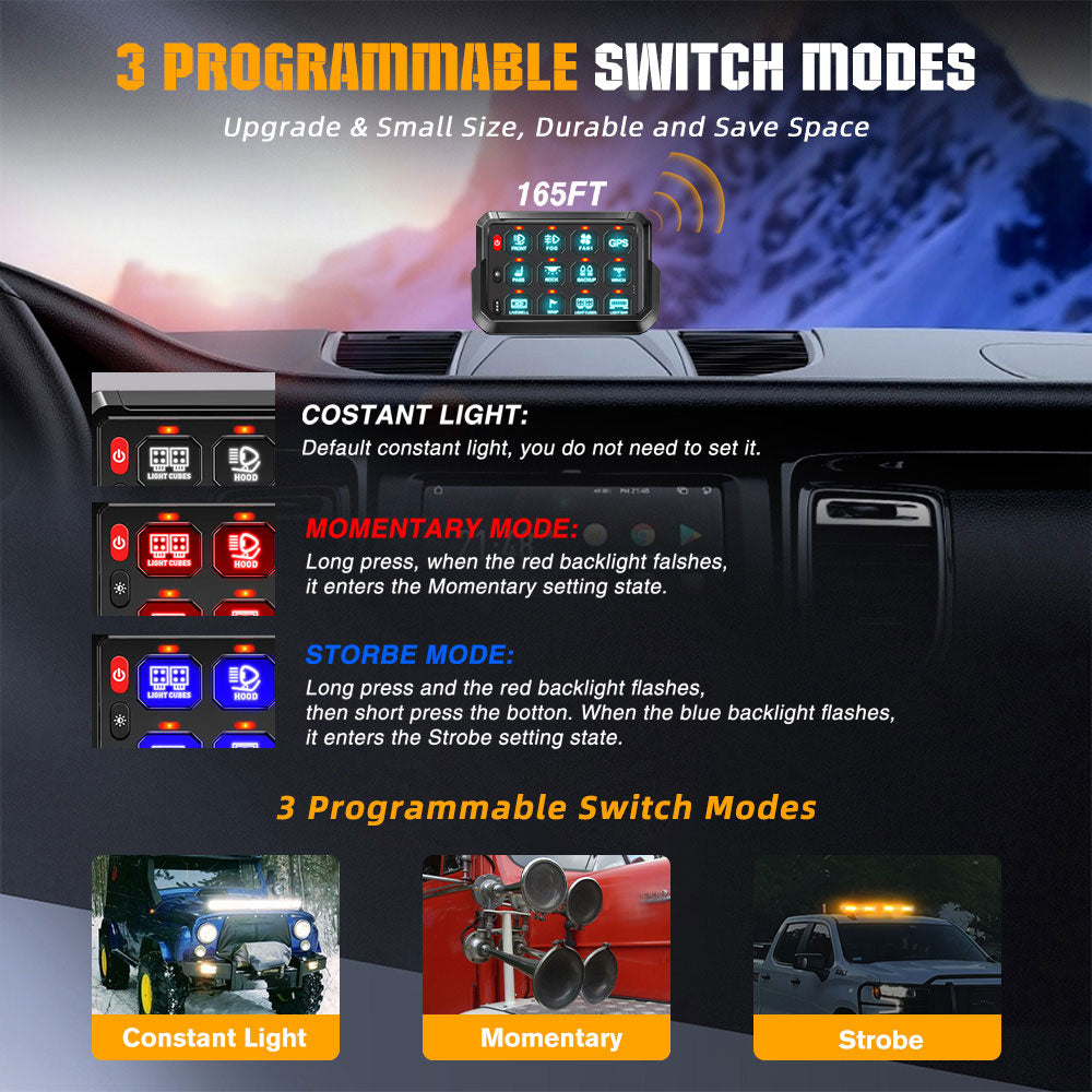 Nuevo sistema de panel de interruptores RGB inalámbrico de 12 bandas con cable ACC 