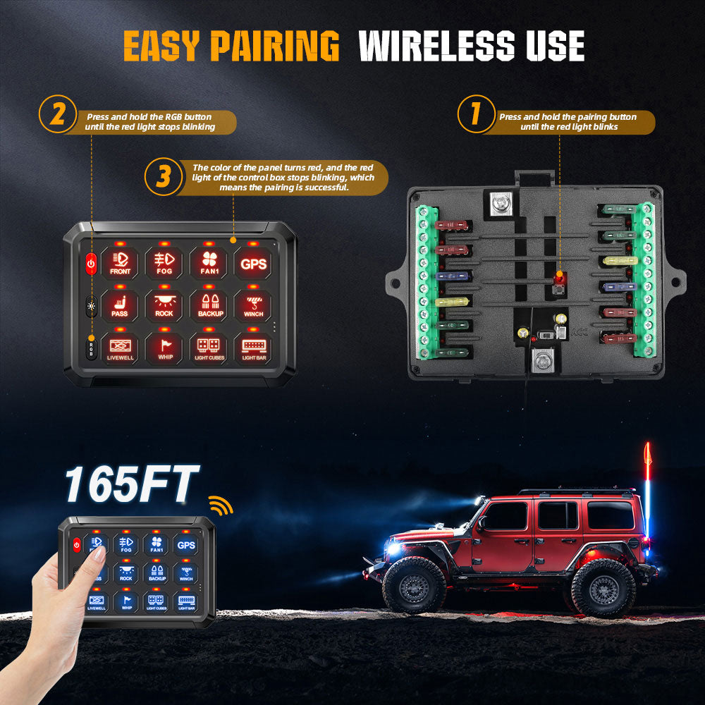 Nuevo sistema de panel de interruptores RGB inalámbrico de 12 bandas con cable ACC 