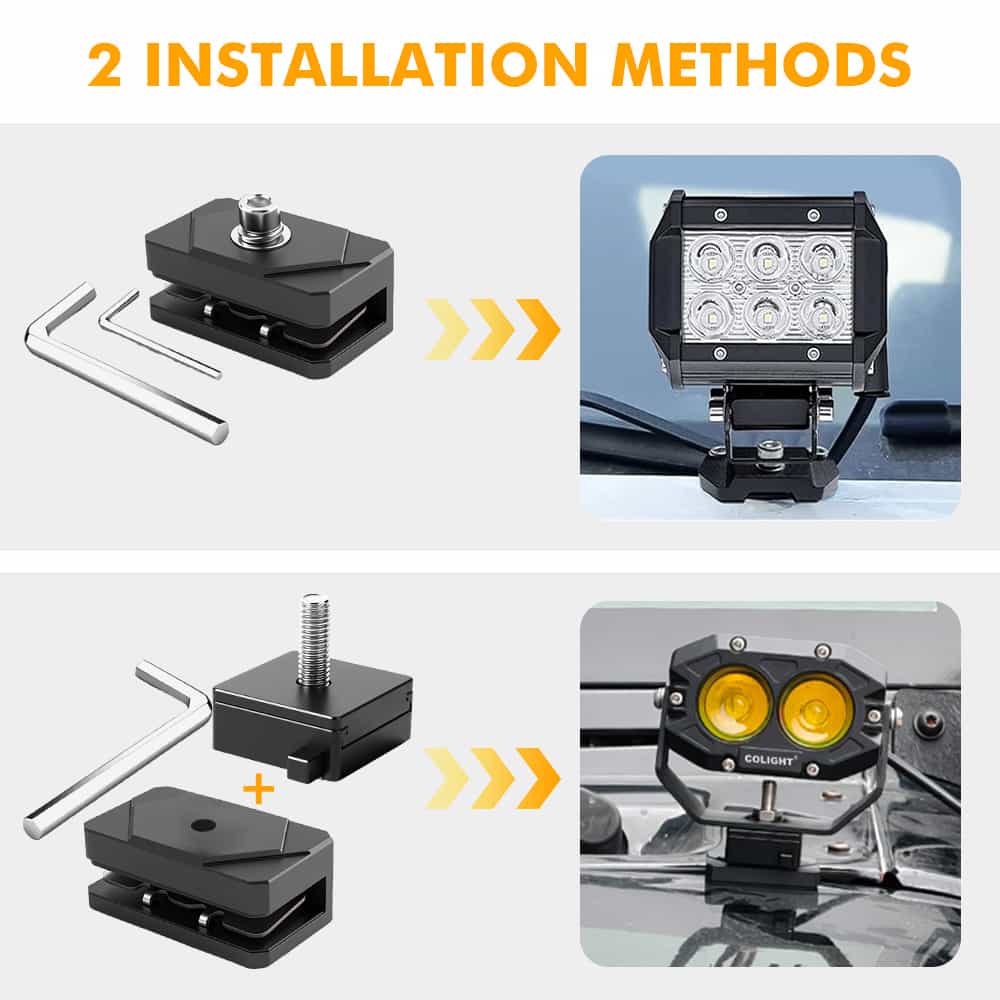 Quick Release Universal Hood Ditch Light Mounting Brackets(Set/2pcs)