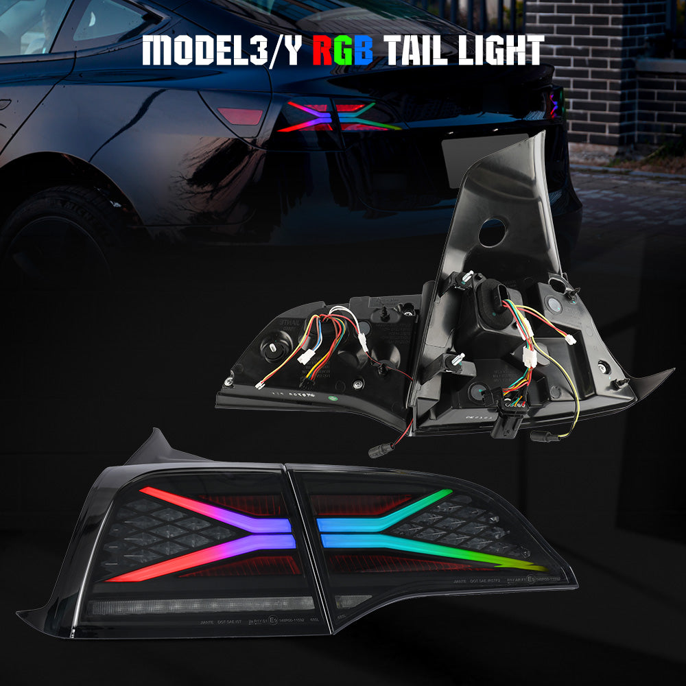 RGB Tail Lights With Brake & Running Light For Tesla Model 3/Y