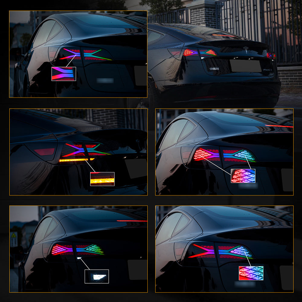 RGB Tail Lights With Brake & Running Light For Tesla Model 3/Y