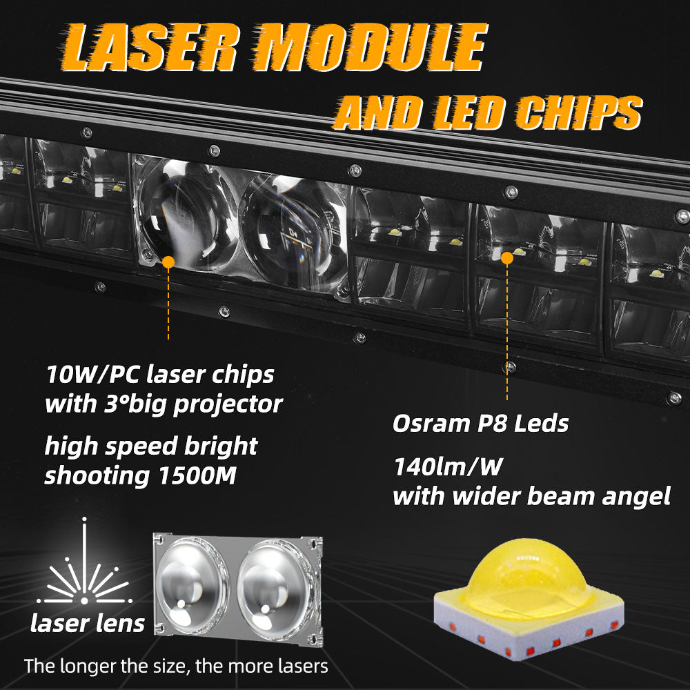 52inch Multi Spot-projector Laser Module Dual Row LED Light Bar
