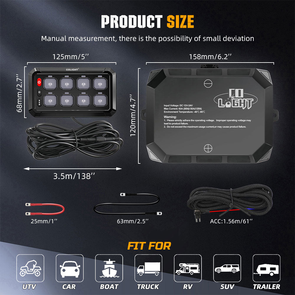 Nuevo sistema de panel de interruptores RGB de 8 bandas con cable ACC 