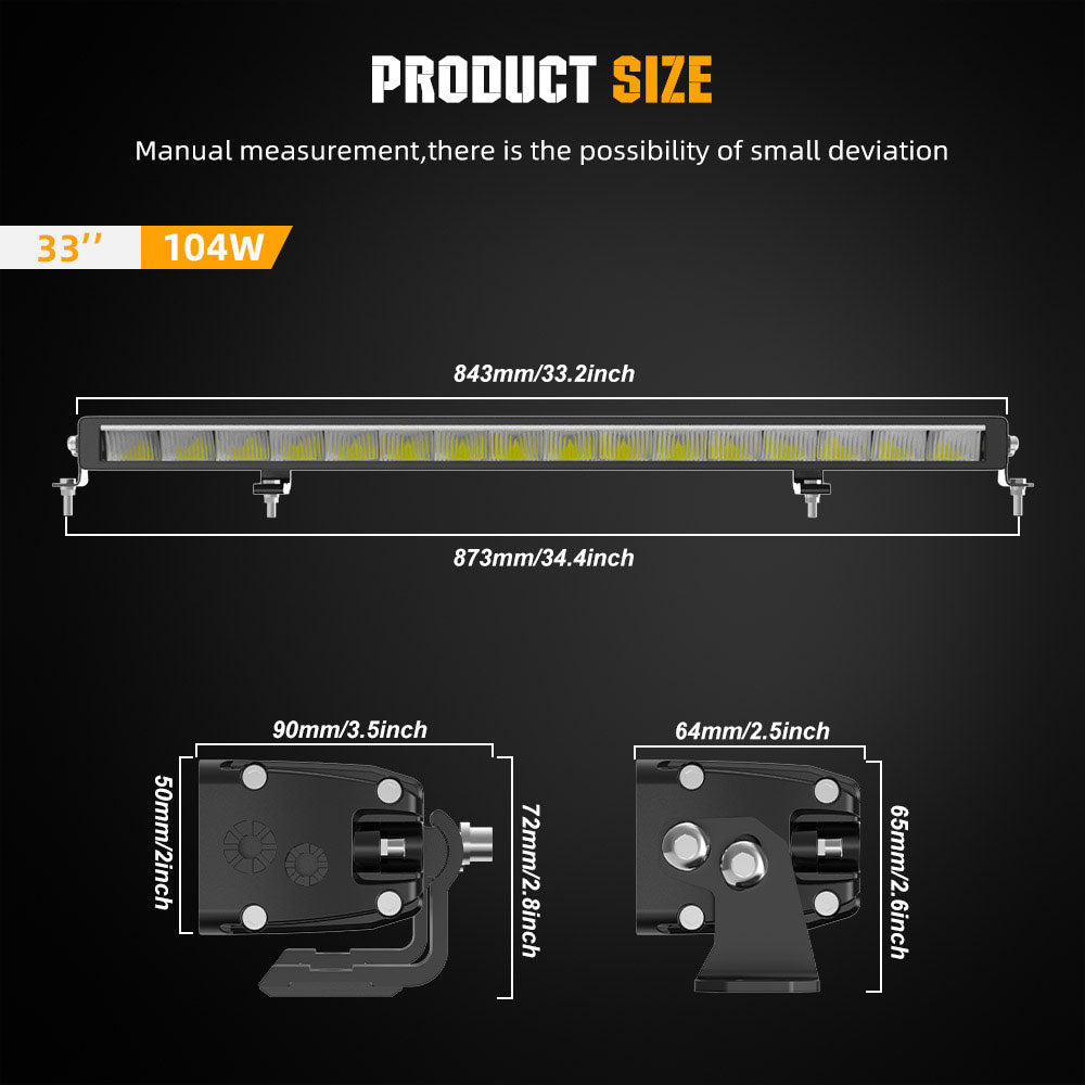 COLIGHT 32inch Polar Bear Series Single Row Light Bar With Amber&White DRL