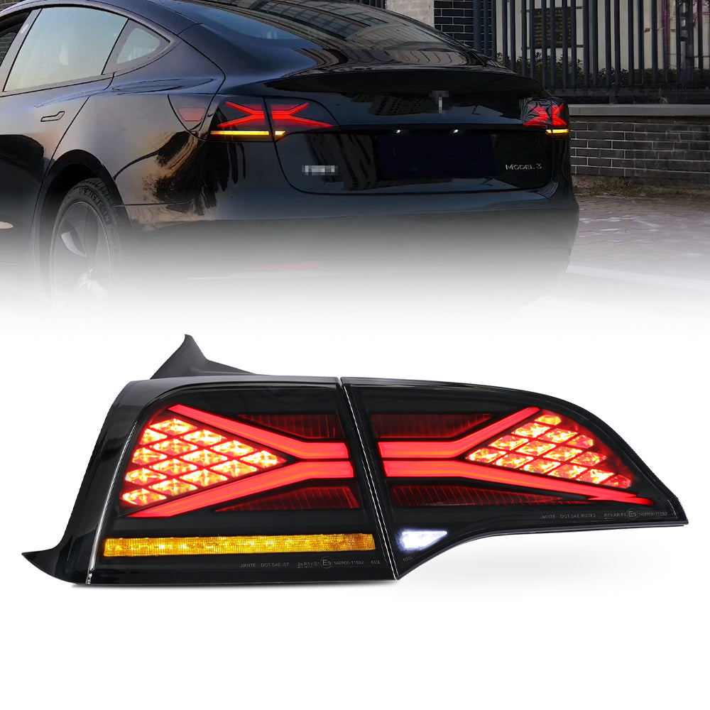 Smoked Tail Lights With Brake & Reverse Light For Tesla Model 3/Y