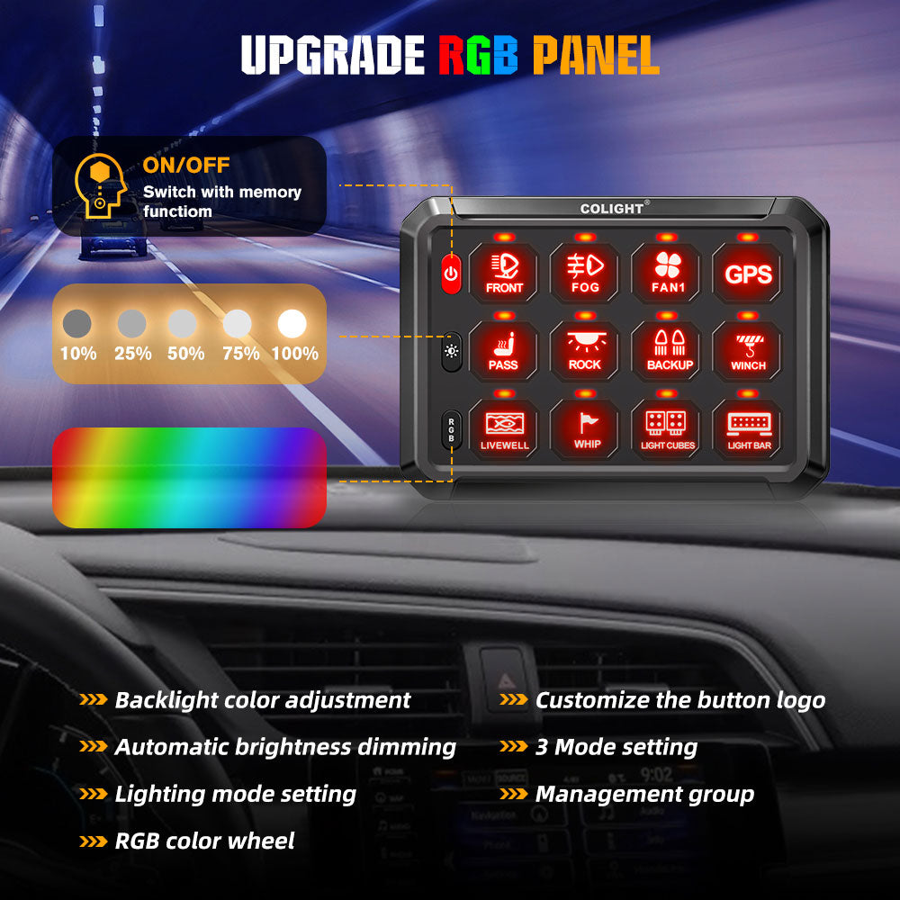 Upgraded 12 Gang RGB Switch Panel System