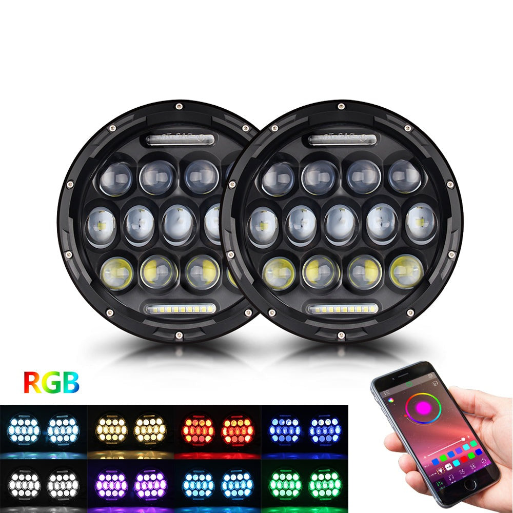Colight 7" RGB Hi-Lo Beam DRL LED Headlamps 