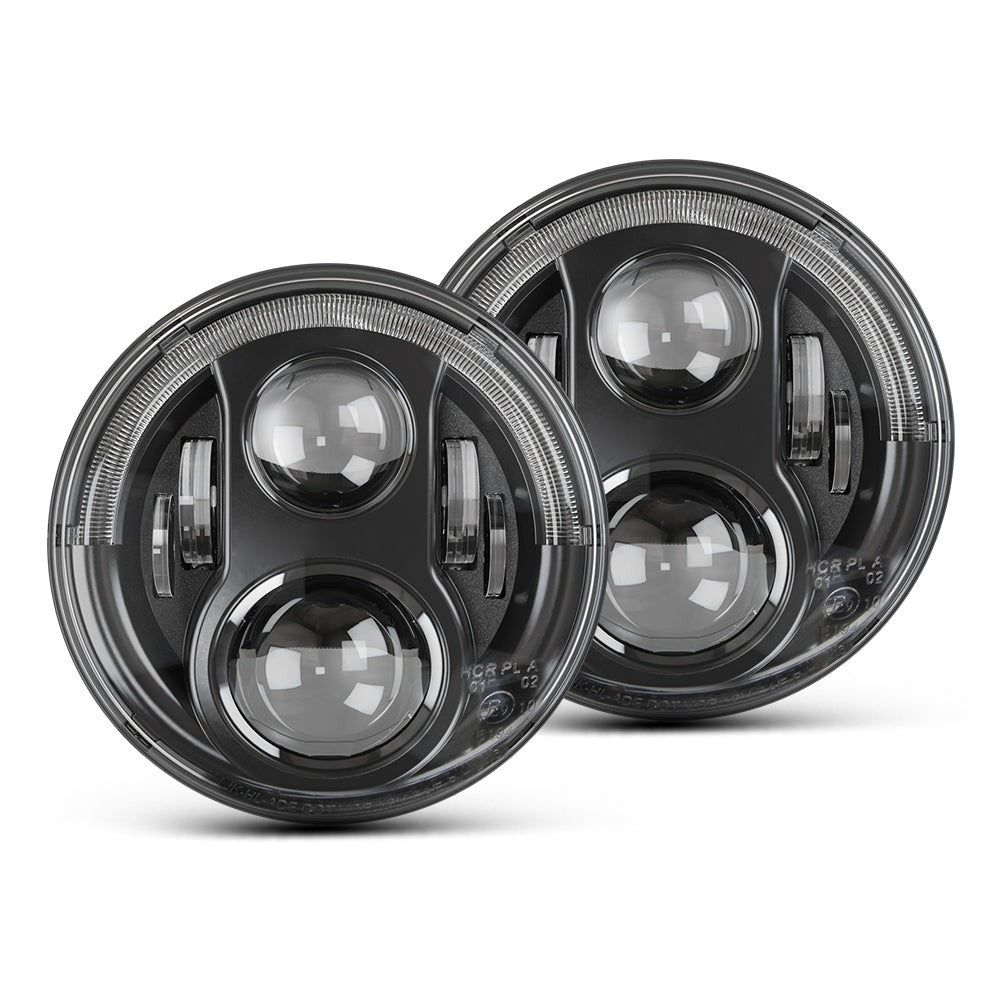 Colight 7inch FP DRL Round DOT SAE ADE Marked Headlights
