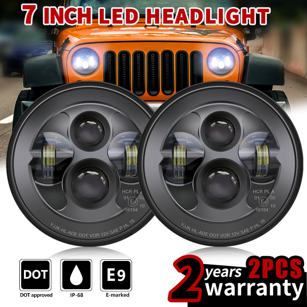 CO LIGHT 7 Inch DOT SAE E9 Marked Black Sealed Headlight