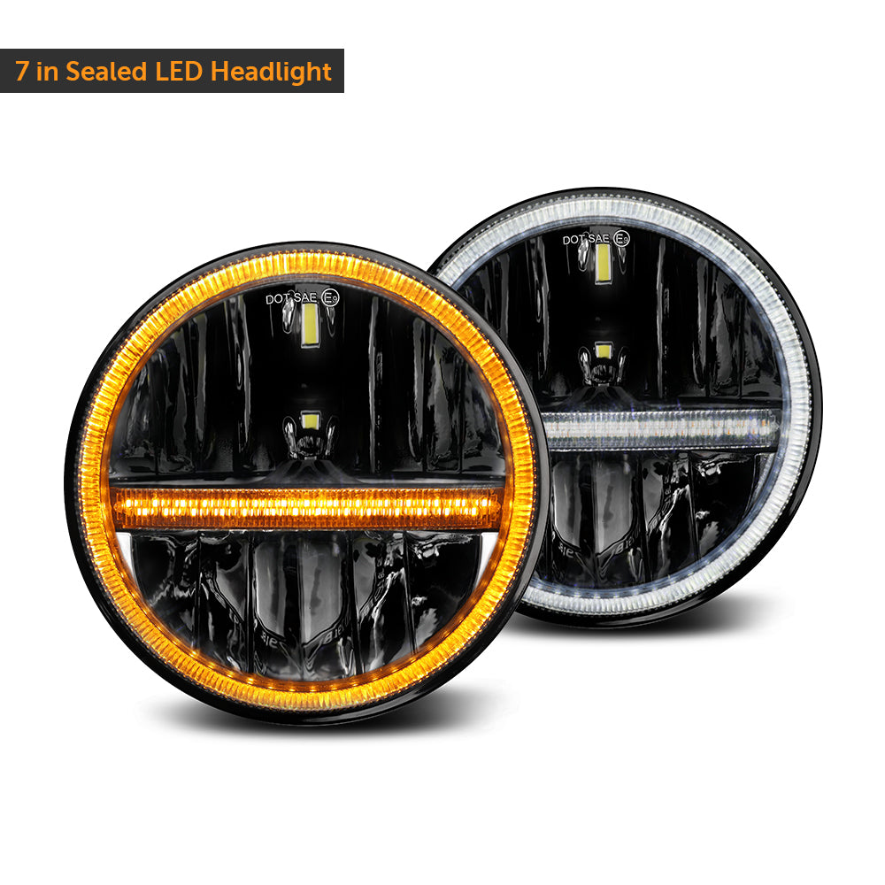 Colight 7 Inch Dual Beam Amber/White DRL Headlight