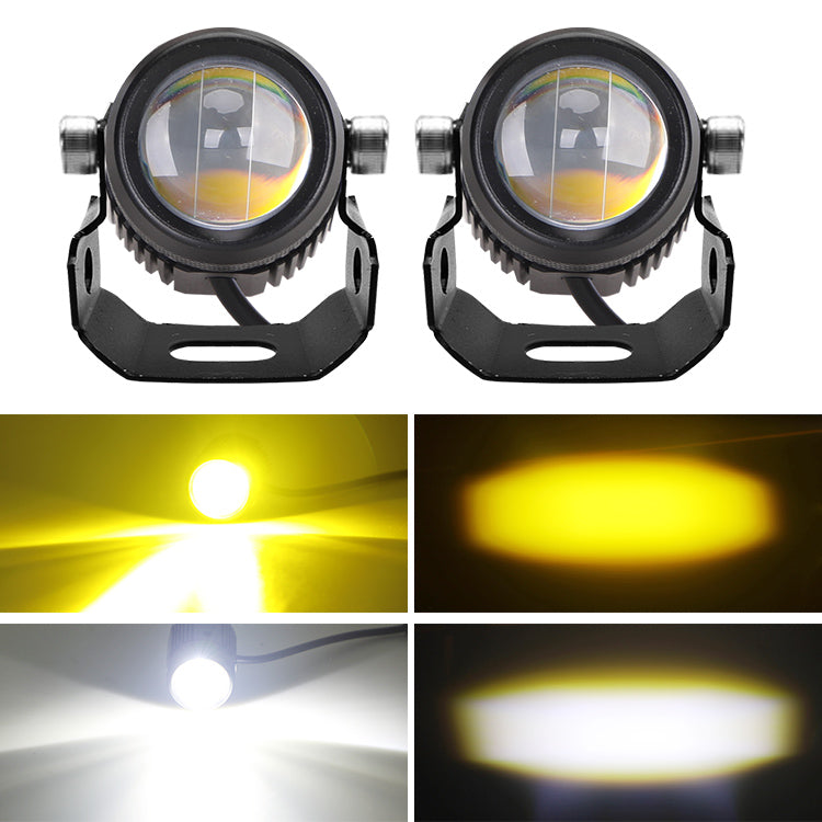 2 Inch White&Yellow Hi-Lo Beam Mini Motorcycle Auxilary Lights