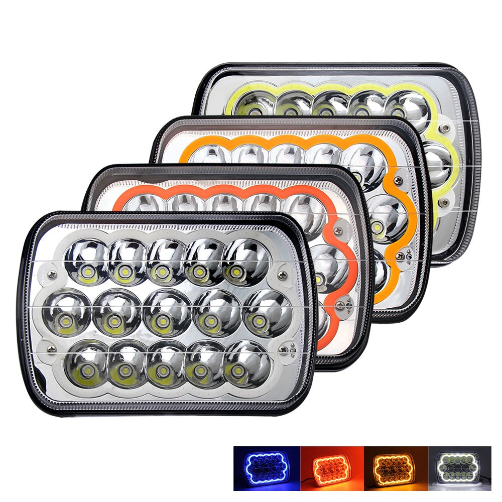 CO LIGHT 5x7 Inch Rectangular Dual Beam LED Headlights - Colorful DRL (Kit/2pcs)
