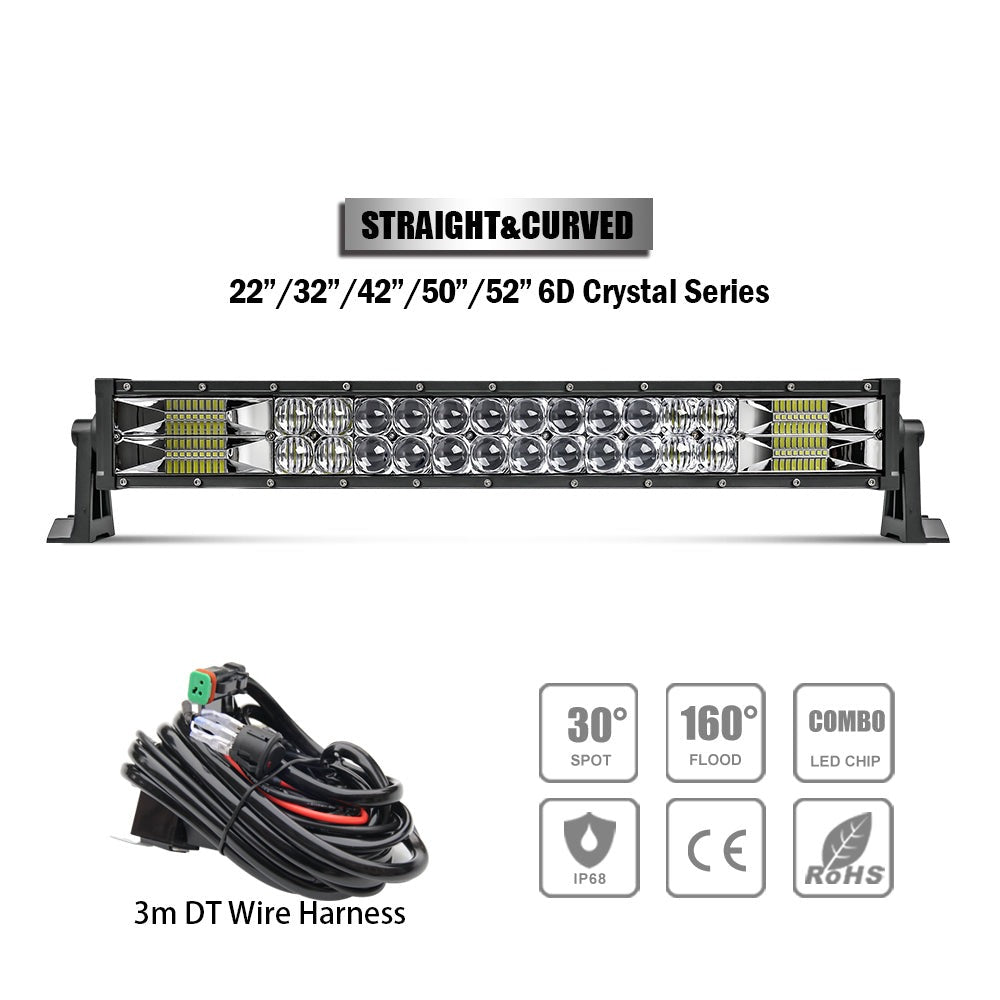 CL27 Series 22-52 Inch 6D Lens Straight&Curved Combo Beam LED Light Bars