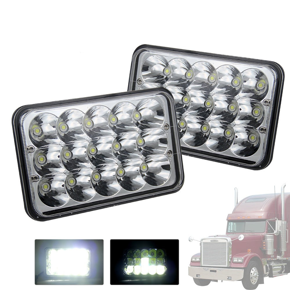CO LIGHT 4x6 Inch Rectangular High/Low Beam Tri-Row LEDs Headlights (Kit/2pcs)