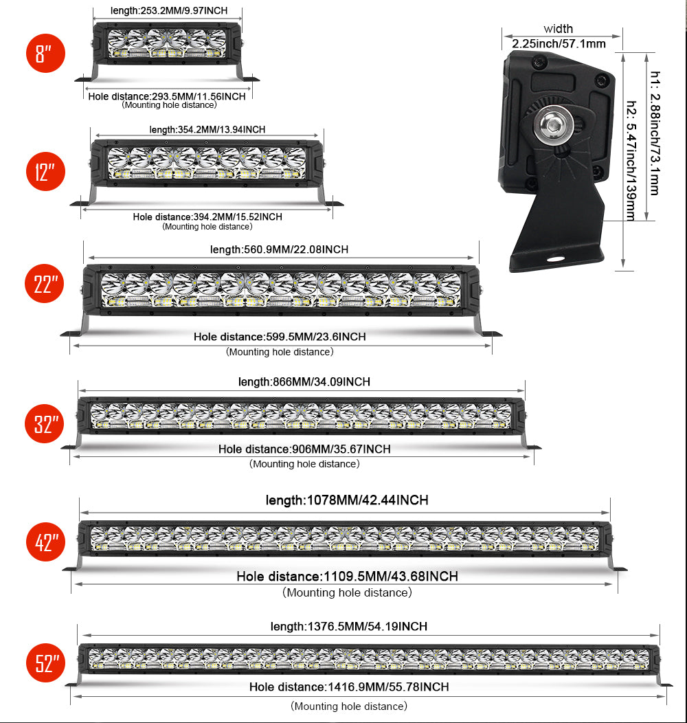 F13 Series 8-42 Inch Spot&Flood Beam Position Light Thick Light Bars