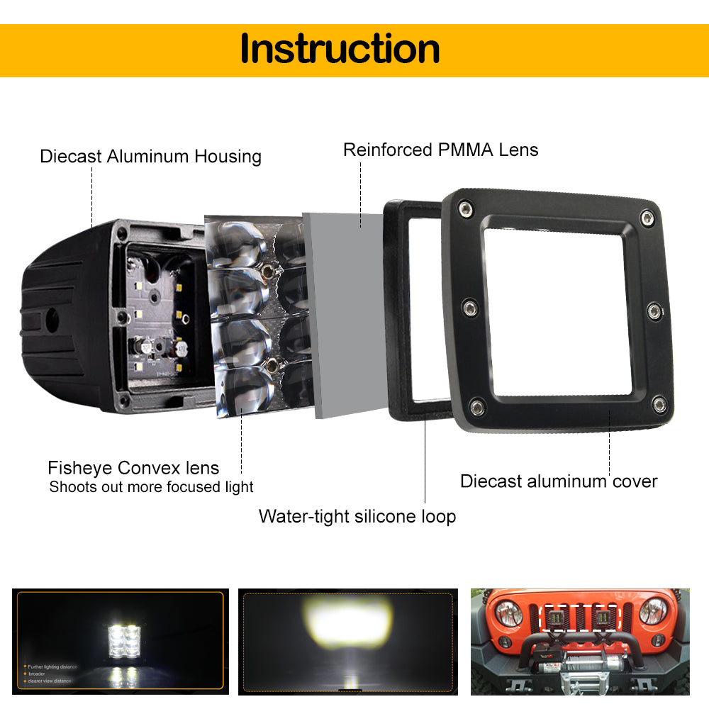 CO LIGHT G4 Series 3inch Spot Ditch/A Pillar Light- 8 LEDs System 24W