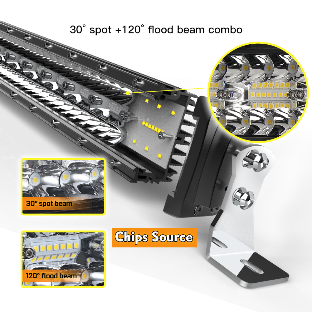 T31 Series 22-52 Inch Tri-Row Straight&Curved Combo Beam LED Light Bars