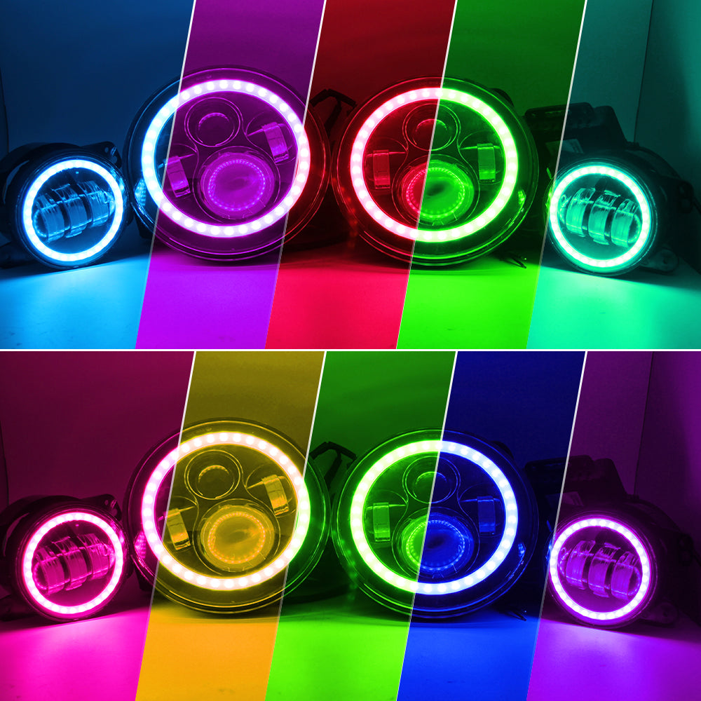 CO LIGHT 7 pouces Rond RGB Couleur Chasing Halo Phares (Set/2pcs)