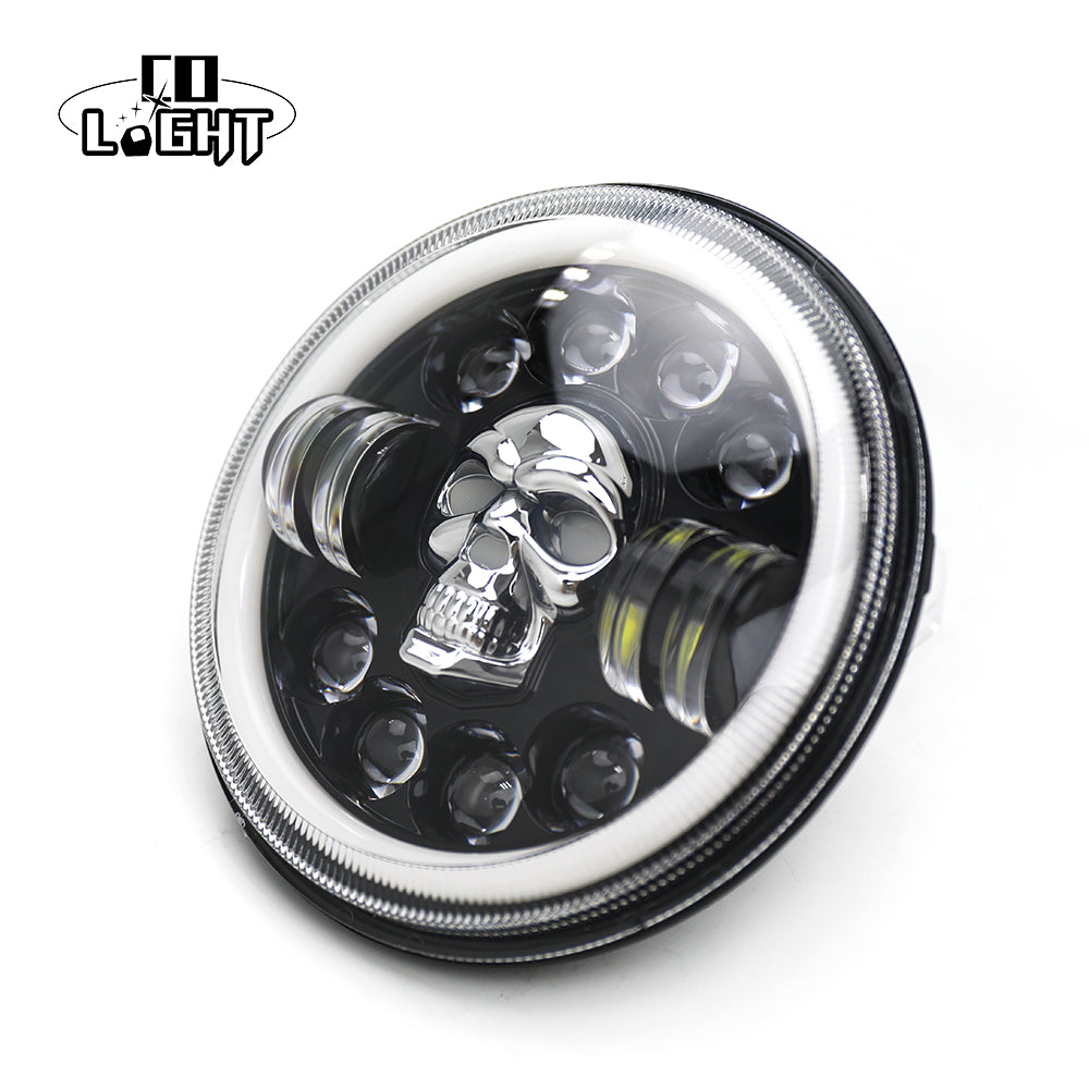 7 Inch Multi Functional Skull Motorcycle Headlight