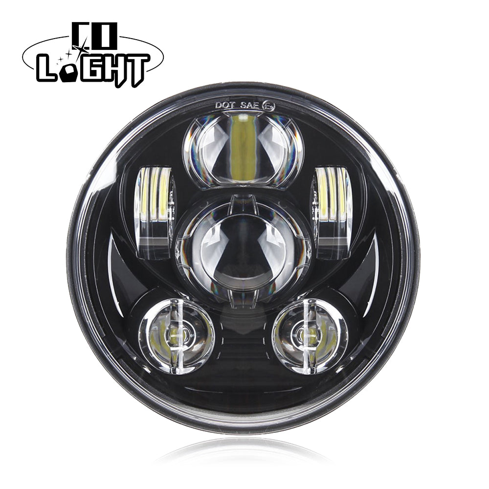 CO LIGHT 5,75" Chrom/Schwarzer Projektor-Motorrad-LED-Scheinwerfer