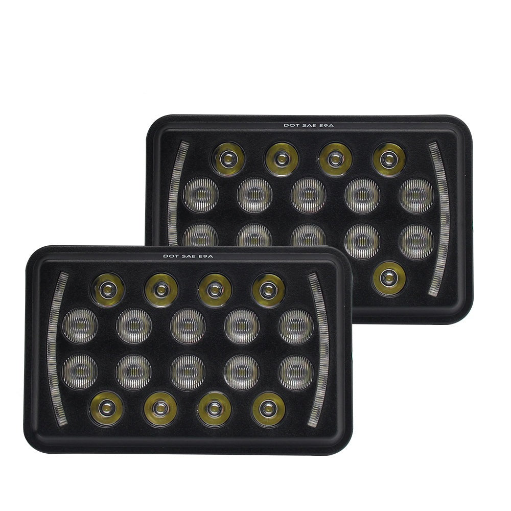 CO LIGHT 4x6 Inch Rectangular Dual Beam Slim Style Headlights - Sides DRL (Kit/2pcs)
