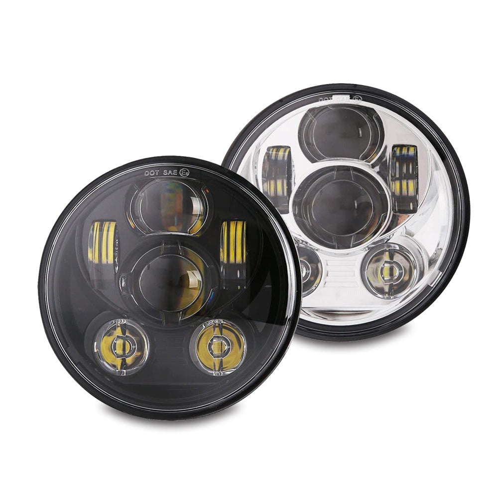 Colight 5.75" Chrome/Black Projector Motorcycle LED Headlamp
