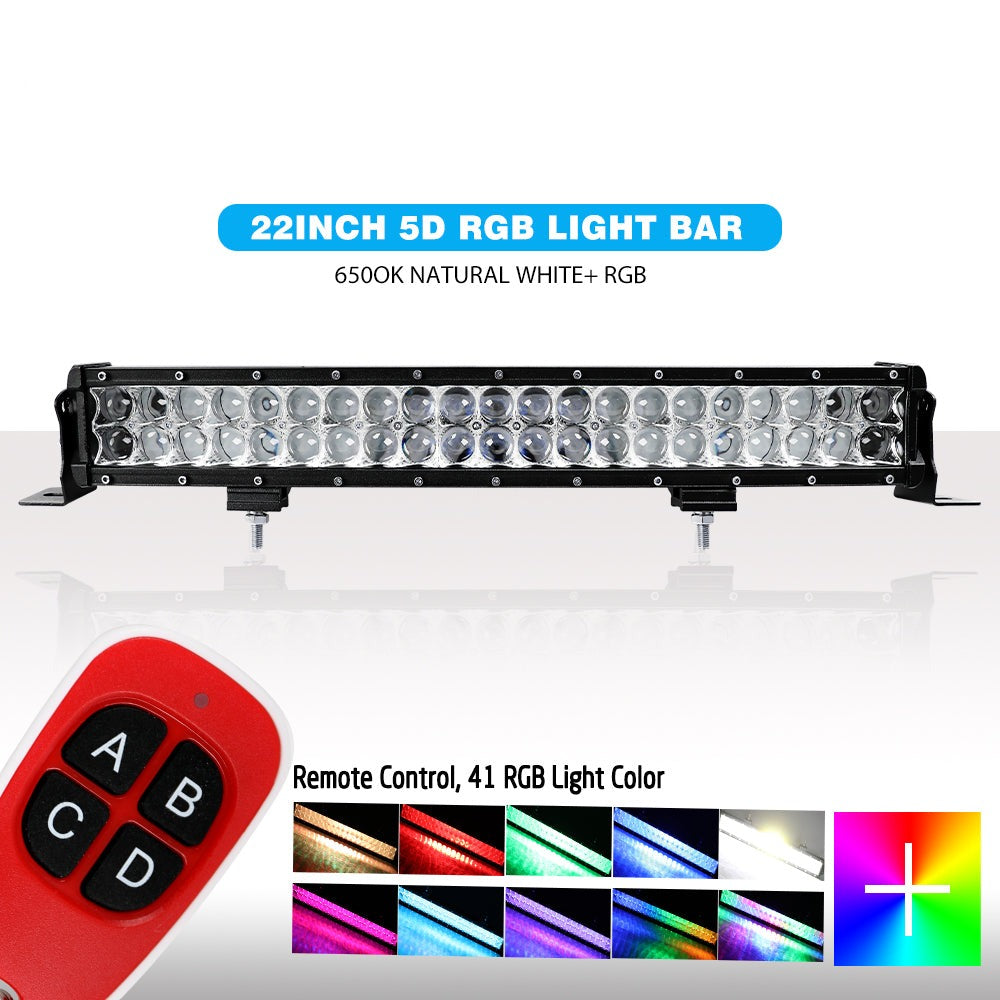 22 Inch 5D Projector Remote Control RGB Dual Row Led Light Bar