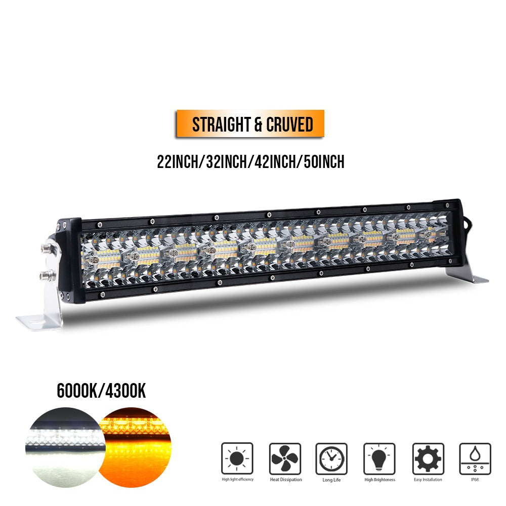 RQT31 Series 22-50 Inch Tri-Row Dual Color Strobe Combo LED Light Bars
