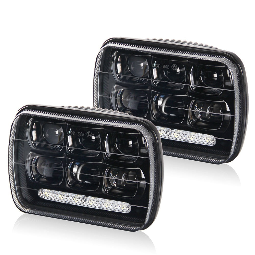 CO LIGHT 5x7 Inch Square Dual Beam Headlights - 5D Lens/DRL Light Bar (Kit/2pcs)