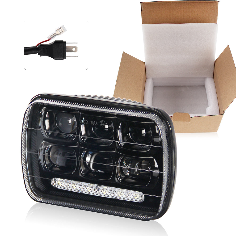 CO LIGHT 5x7 Inch Square Dual Beam Headlights - 5D Lens/DRL Light Bar (Kit/2pcs)