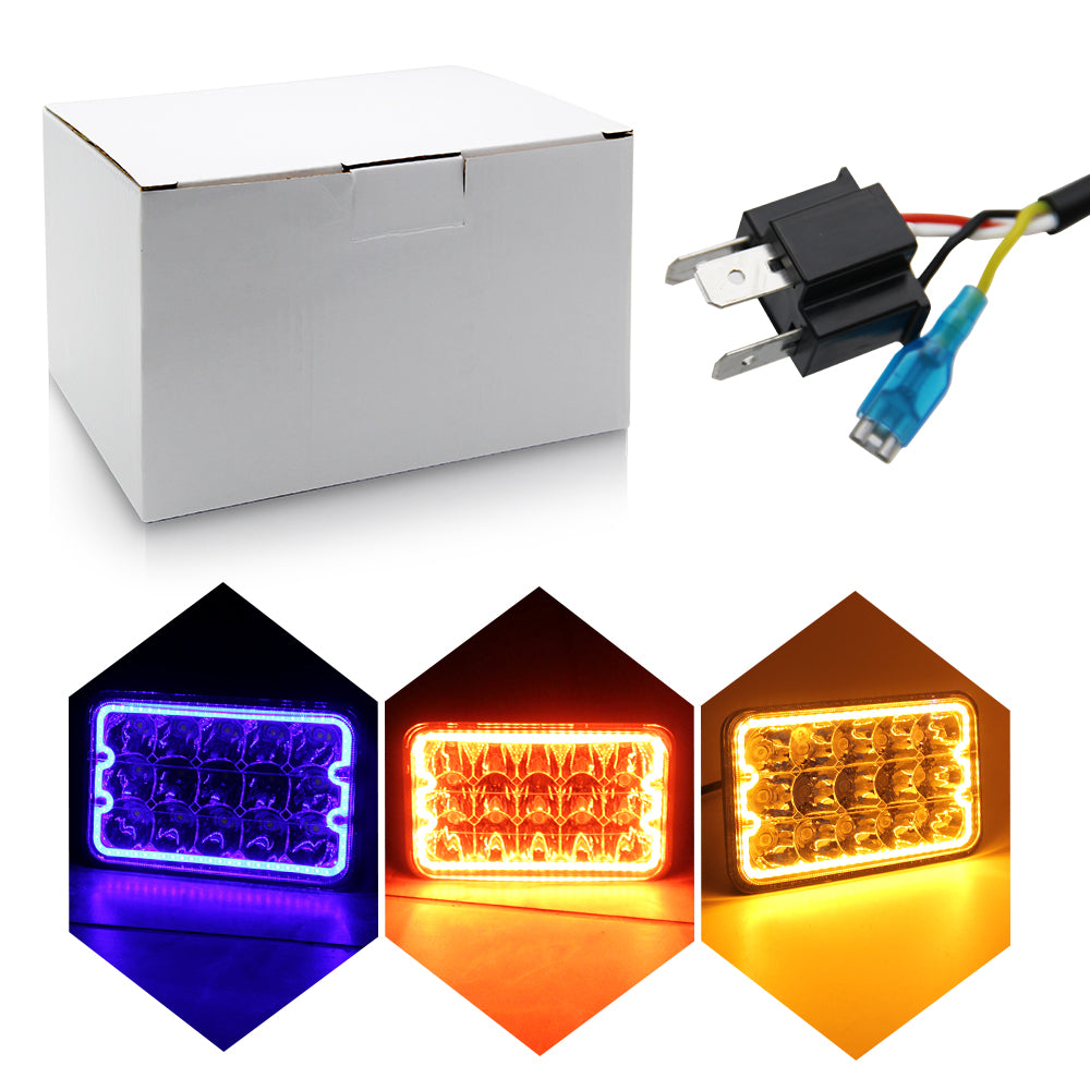 CO LIGHT Faros delanteros LED rectangulares de doble haz de 4x6 pulgadas - Colorido DRL (Kit/2 piezas)