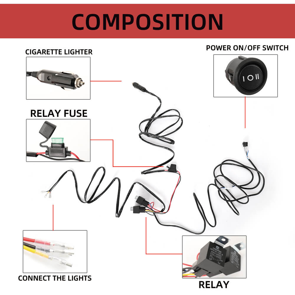 Cigarette Lighter Plug Wire Harness For LED Light Bar