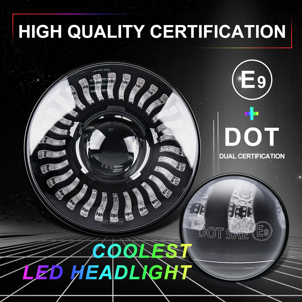 Colight 7inch Round RGB Halo Headlights