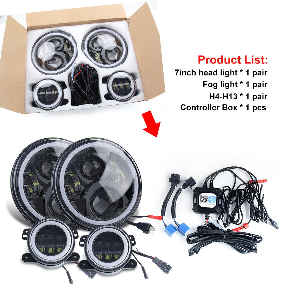 Faro LED RGB Color Chase Halo con kit de luces antiniebla (juego/2 piezas)