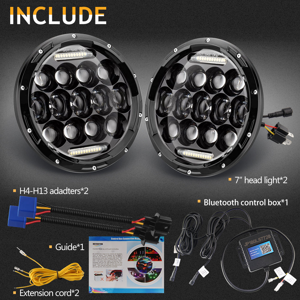 Colight 7" RGB Hi-Lo Beam DRL LED Headlamps 