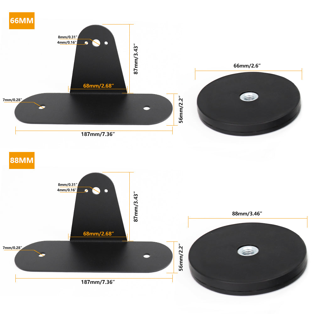 Strong Magnetic Base LED Light Bar Universal Side Mounting Brackets