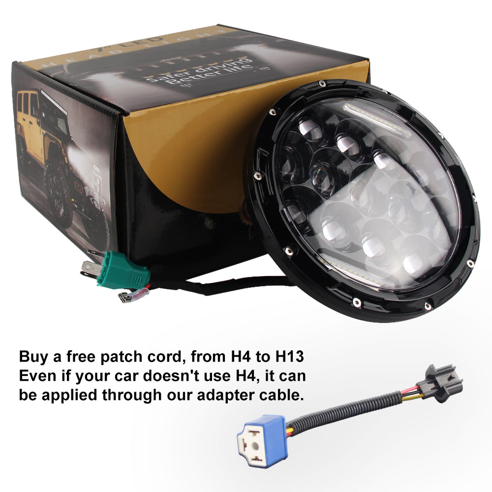 Colight 7" High Density Dual Beam/White DRL LED Headlight single package