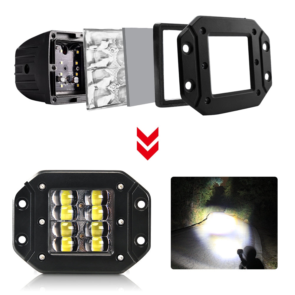 CO LIGHT Serie G4 Luces antiniebla de montaje empotrado de 3 pulgadas - Sistema de 8 LED 24W